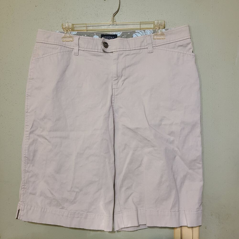 Sonoma Life + Style Bermuda Stretch Shorts Womens 14 Bone Golf Slits